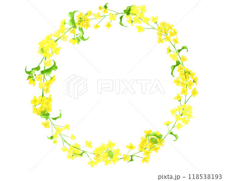 菜の花手書き水彩リース 118538193