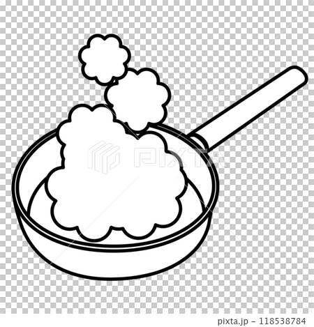 黒い煙が出たフライパンのイラスト 118538784