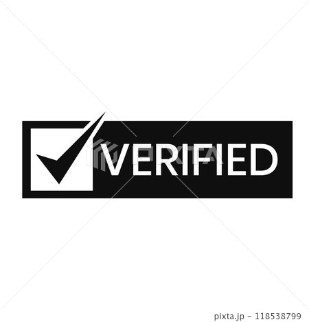 Black verified with check mark label Black verified with check mark label 118538799