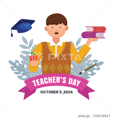 Hand-drawn flat teacher's day vector illustration Hand-drawn flat teacher's day vector illustration 118538827