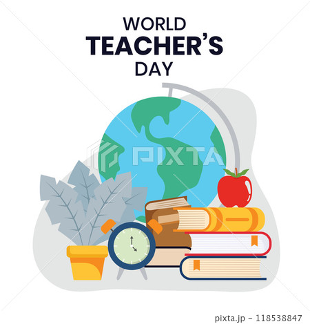 Flat world teacher's day vector illustration 118538847