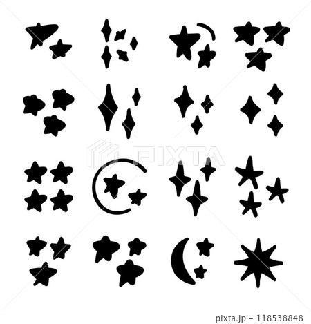 Stars hand-drawn black cartoon style elements vector illustration Stars hand-drawn black cartoon style elements vector illustration 118538848