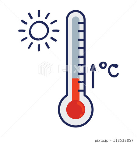 Thermometer with sun icon symbolizing season vector illustration 118538857
