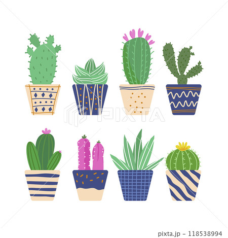 Hand drawn style cactus potted Hand drawn style cactus potted 118538994
