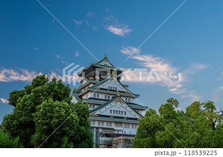 大阪城天守閣夕景 118539225