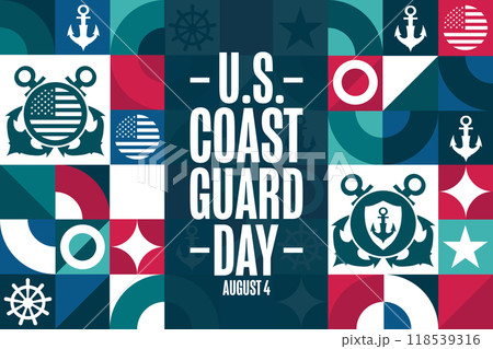 United States Coast Guard Day. August 4. Holiday concept. Template for background, banner, card 118539316