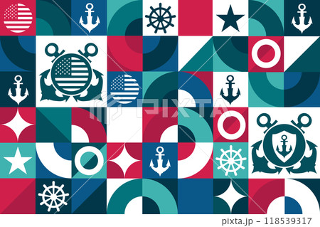 United States Coast Guard Day. August 4. Seamless geometric pattern. Template for background, banner United States Coast Guard Day. August 4. Seamless geometric pattern. Template for background, banner 118539317