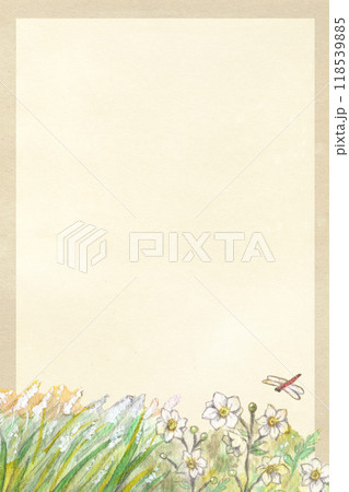 秋の風景の水彩画と古い紙テクスチャの背景素材 秋の風景の水彩画と古い紙テクスチャの背景素材 118539885