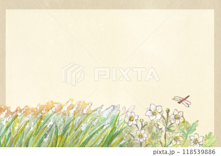 水彩で描いた秋の風景の懐かしい印象の背景イラスト 118539886