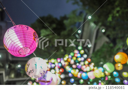 Sept 13 2024 close up of paper lanterns at Blue House, Sept 13 2024 close up of paper lanterns at Blue House, 118540081
