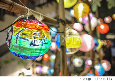 Sept 13 2024 close up paper Lanterns at Blue House, wan chai Sept 13 2024 close up paper Lanterns at Blue House, wan chai 118540113
