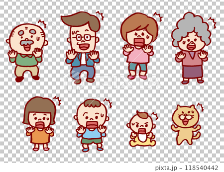 おもしろかわいい二頭身の家族のイラスト 118540442