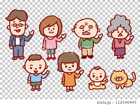 Funny and cute illustration of a two-headed family 118540445