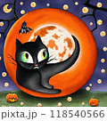 ハロウィン背景壁紙,お月さま,満月,夜空,夜,星空,キラキラ,かわいい,ハロウィン 118540566