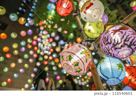 Sept 13 2024 close up paper Lanterns at Blue House, wan chai 118540601