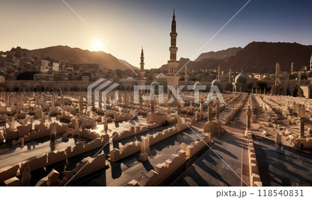 Muslim Cemetery at a Sacred Site in Mecca.Generated image 118540831