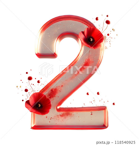 3D red number two 118540925
