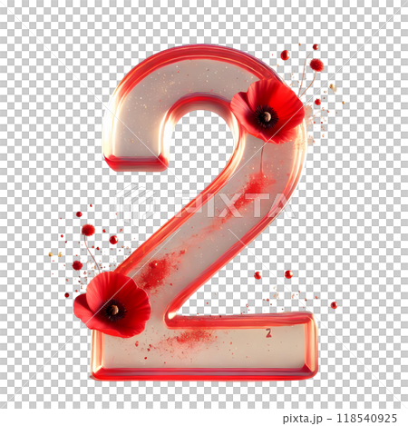 3D red number two 118540925