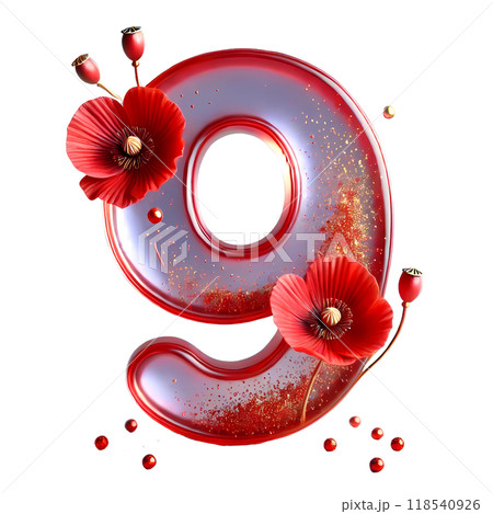 3D red number nine 118540926