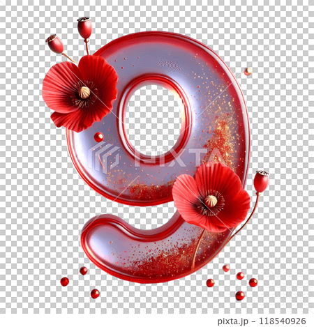 3D red number nine 118540926