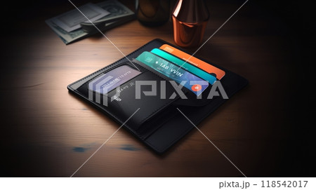 CloseUp of a Wallet with Payment Cards.Generated image CloseUp of a Wallet with Payment Cards.Generated image 118542017