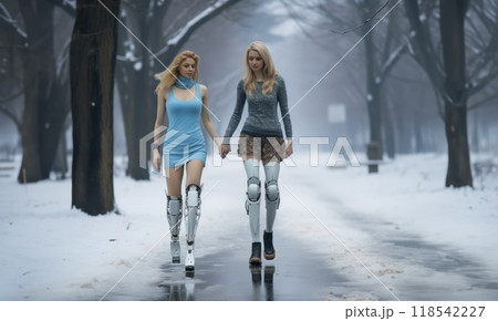 Girl with a Disability Using Modern Assistive Devices to Enhance Daily Living.Generated image 118542227