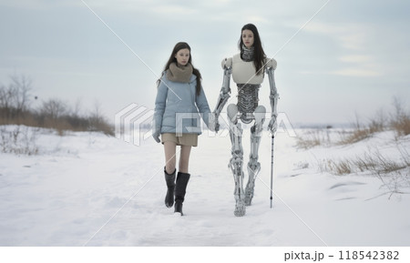 Girl with a Disability Using Modern Assistive Devices to Enhance Daily Living.Generated image 118542382