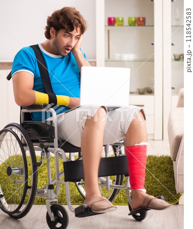 Injured man recovering from his injury Injured man recovering from his injury 118542583