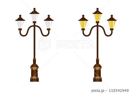 レトロな外灯のベクターイラスト レトロな外灯のベクターイラスト 118542949