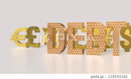 The Debt text and money symbol for Business concept 3d rendering. The Debt text and money symbol for Business concept 3d rendering. 118543182