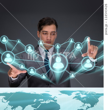 Businessman in social networks concept 118543426
