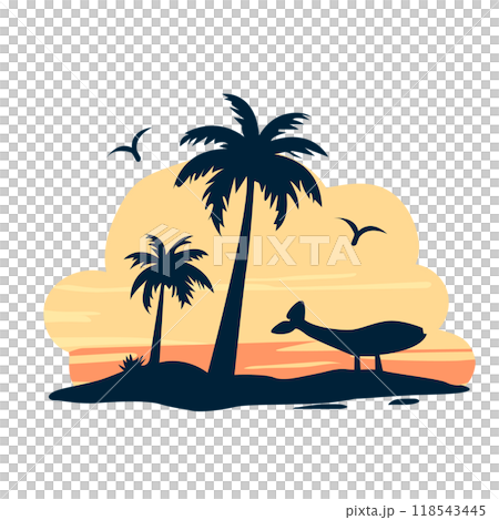 Flat Beach sunset background Vector template Flat Beach sunset background Vector template 118543445