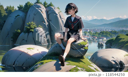 水辺の女子高生 118544250