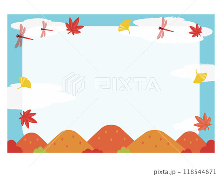 秋の山と紅葉のフレーム 118544671