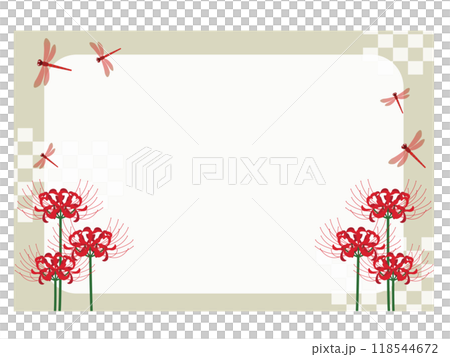 紅蜻蜓和簇孤挺花框架 紅蜻蜓和簇孤挺花框架 118544672