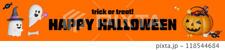 Halloween banner design - ghost and candy basket 118544684