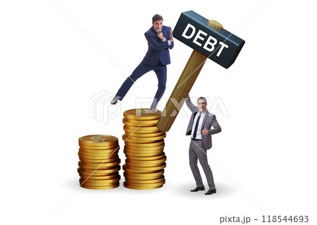 Businessman in loan and debt concept 118544693