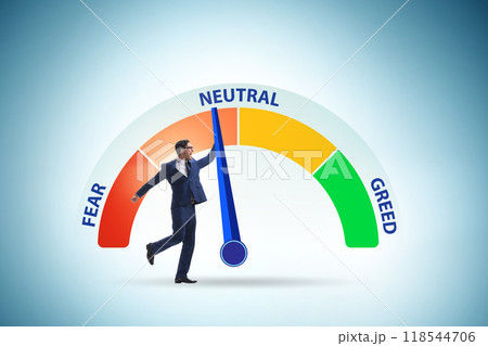 Fear and greed investor behaviour concept Fear and greed investor behaviour concept 118544706