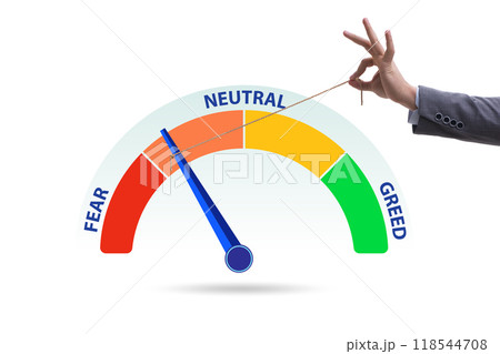 Fear and greed investor behaviour concept Fear and greed investor behaviour concept 118544708
