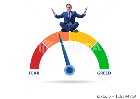 Fear and greed investor behaviour concept Fear and greed investor behaviour concept 118544714