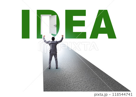 Idea concept with road leading to open door 118544741