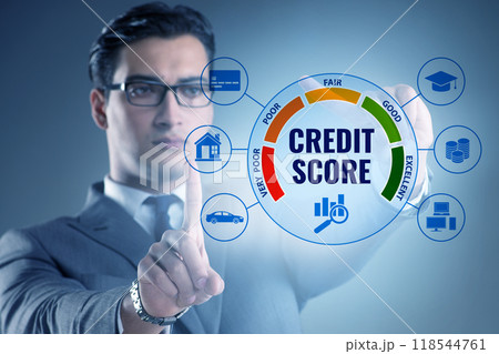 Businessman in credit score concept Businessman in credit score concept 118544761