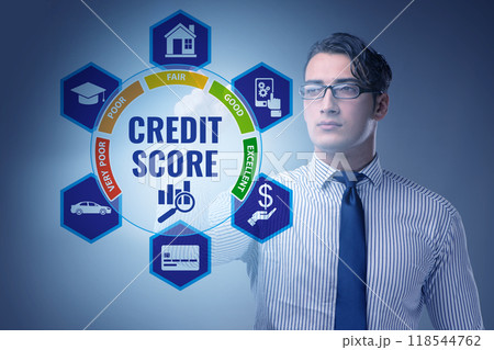 Businessman in credit score concept 118544762