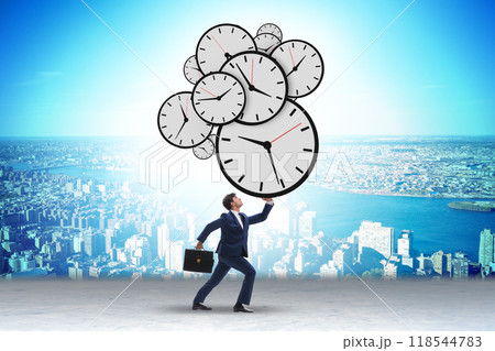 Time stress management concept with businessman Time stress management concept with businessman 118544783