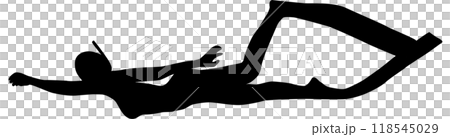 A black silhouette of a woman doing scuba Diver 118545029