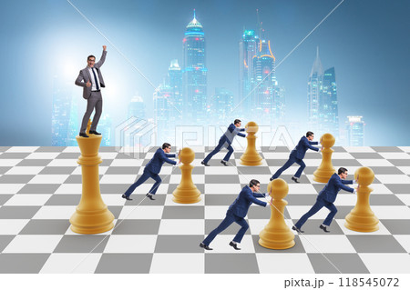 Businessman shouting in the game of chess 118545072
