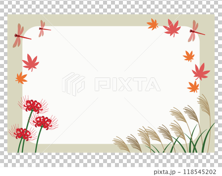 紅蜻蜓、蜘蛛百合、潘帕斯草和楓樹的框架 紅蜻蜓、蜘蛛百合、潘帕斯草和楓樹的框架 118545202