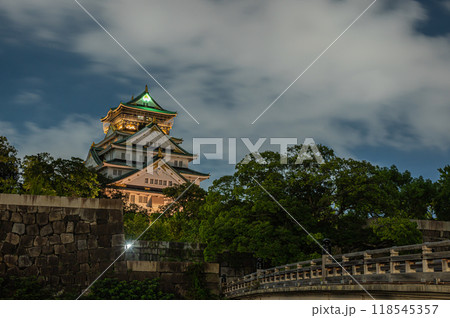 夜の大阪城天守閣 118545357