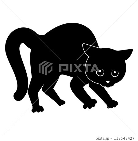 やんのかステップをする黒猫のシルエット やんのかステップをする黒猫のシルエット 118545427