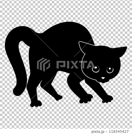 やんのかステップをする黒猫のシルエット やんのかステップをする黒猫のシルエット 118545427